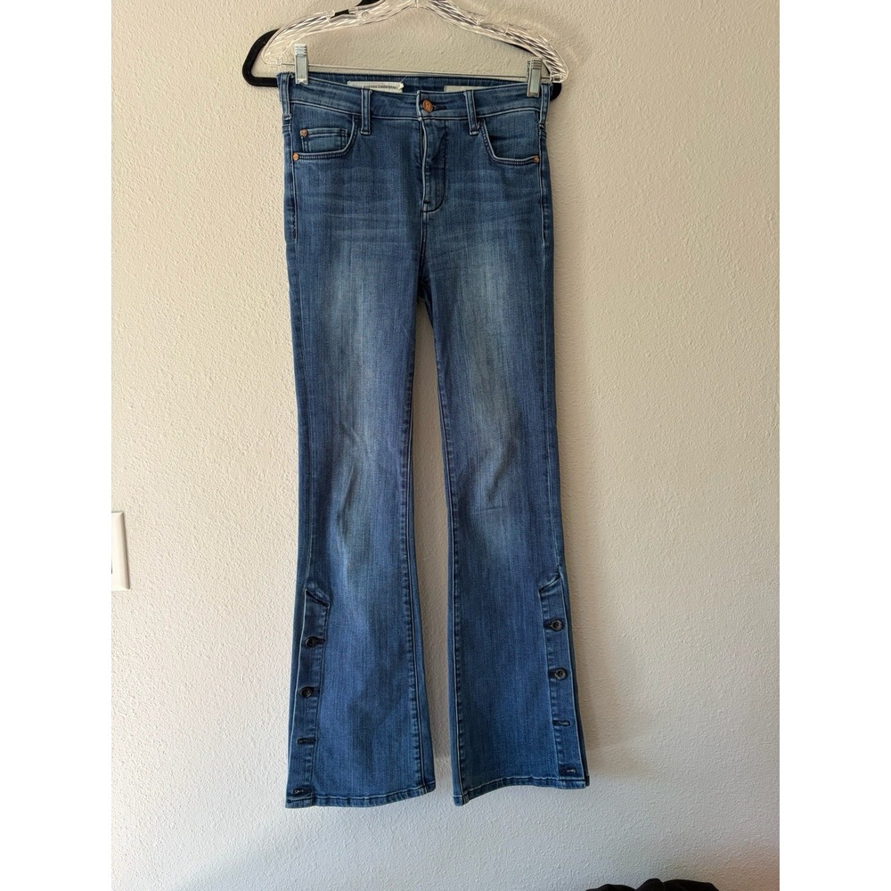 Pilcro and the Letterpress Jeans Womens 26 High Rise Bootcut Button Hem Blue